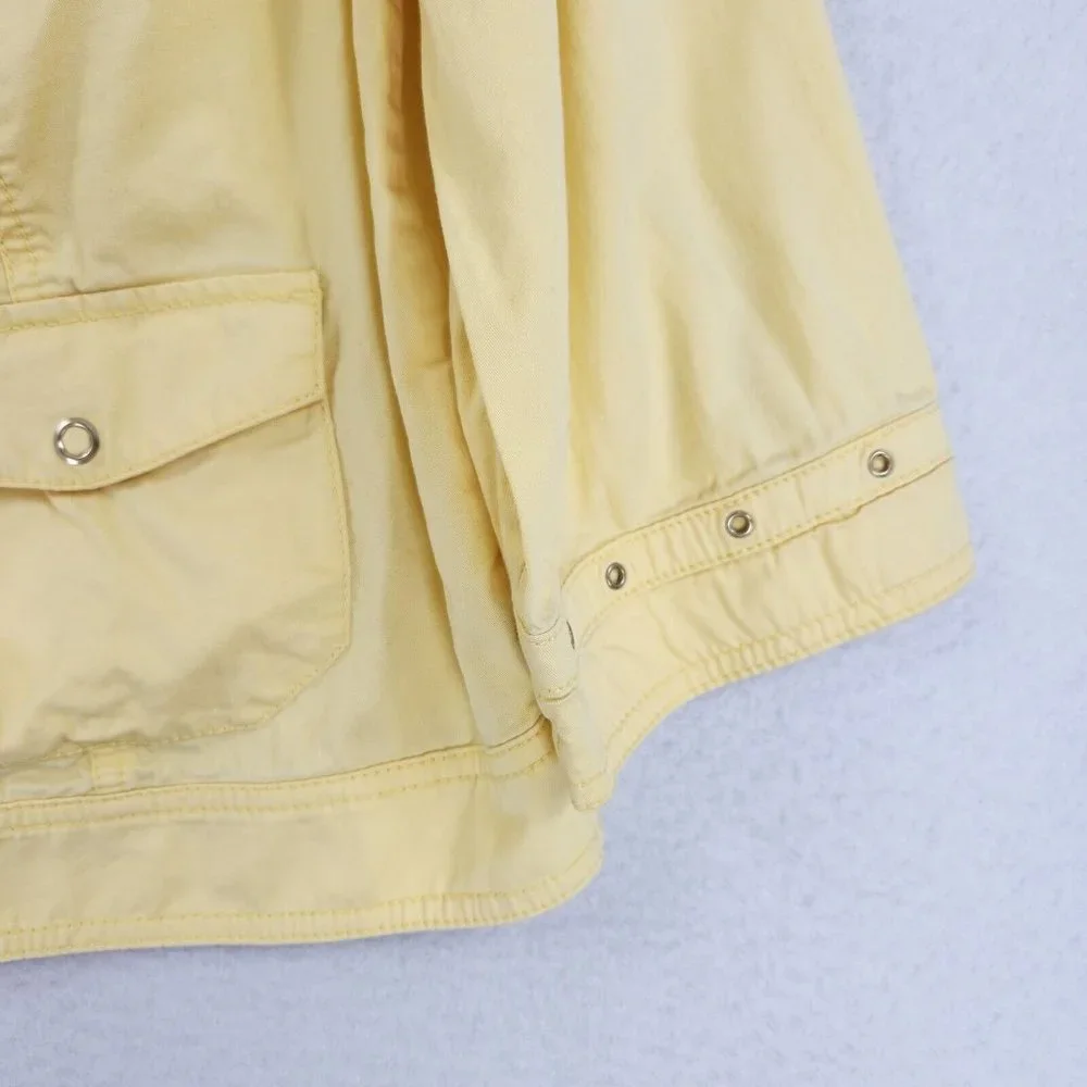 Chicos Jacket Women 1 Yellow 8 3/4 Sleeve Utility Full Zip Lightweight Spring